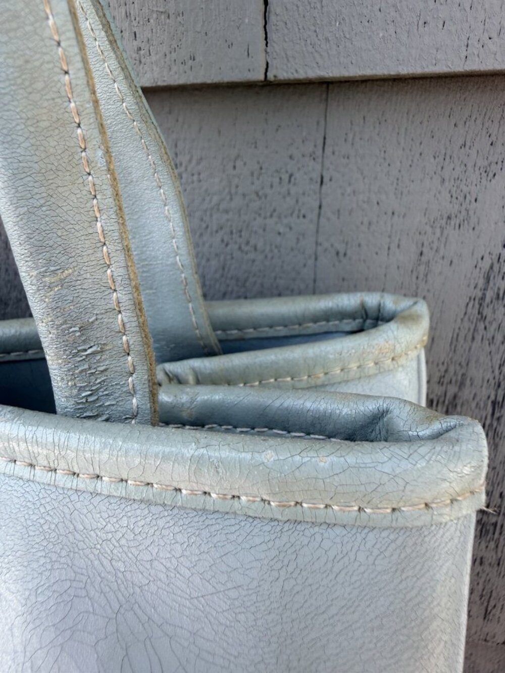 Vintage 90s Longchamp light blue leather double handle shoulder bag preppy - Picture 11 of 16